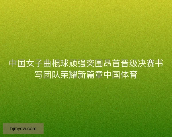 中国女子曲棍球顽强突围昂首晋级决赛书写团队荣耀新篇章中国体育
