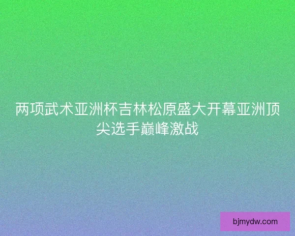 两项武术亚洲杯吉林松原盛大开幕亚洲顶尖选手巅峰激战